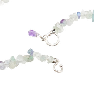 Vintage Sisters Sterling Silver Fluorite Beaded Chips 17.5 Inch Amethyst Pendant Necklace
