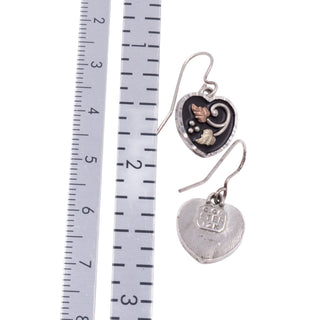 Black Hills Sterling Silver 0.75 Inch Antiqued Heart Dangle Earrings with 12K Gold Leaves