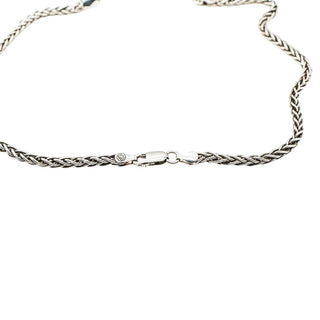 Vintage Lapis Lazuli 19-Inch Sterling Silver Wheat Chain Necklace