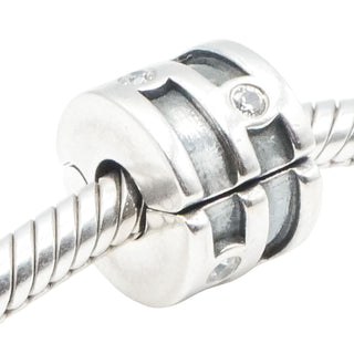 Pandora Sparkling Clip Sterling Silver Charm Retired Clear CZ