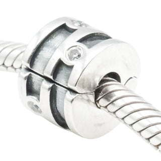 Pandora Sparkling Clip Sterling Silver Charm Retired Clear CZ