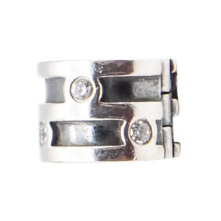 Pandora Sparkling Clip Sterling Silver Charm Retired Clear CZ