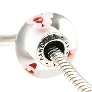 PANDORA Cherry Blossom Murano Glass Sterling Silver Charm