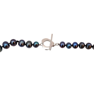 Vintage 27.5-Inch Cultured 7-8mm Black Pearl Necklace With Heart Toggle Clasp