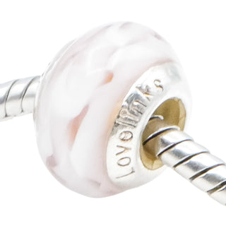 Lovelinks by Aagaard Soft Blush Murano Glass Charm with Sterling Silver Core