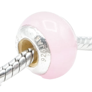 Lovelinks by Aagaard Pink Murano Glass Charm with Sterling Silver Core