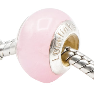 Lovelinks by Aagaard Pink Murano Glass Charm with Sterling Silver Core