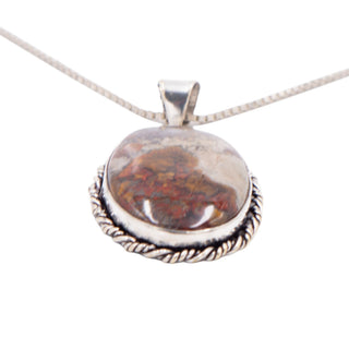 Copper Dolomite Agate Oval Silver Tone Pendant Sterling Silver 18 Inch Necklace