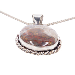Copper Dolomite Agate Oval Silver Tone Pendant Sterling Silver 18 Inch Necklace