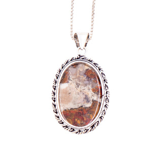 Copper Dolomite Agate Oval Silver Tone Pendant Sterling Silver 18 Inch Necklace