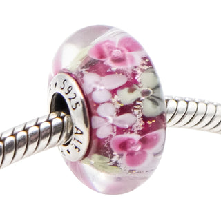 Pandora Flower Garden Murano Glass Sterling Silver Charm