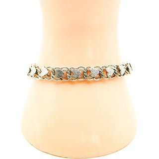 Vintage Sterling Silver Double Link Hearts Bracelet 7.5" With Safety Chain