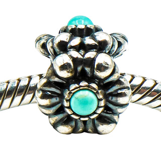 Pandora December Birthday Blooms Sterling Silver Charm With Turquoise