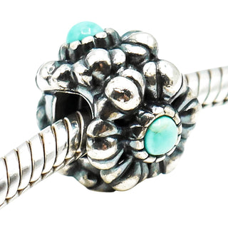 Pandora December Birthday Blooms Sterling Silver Charm With Turquoise