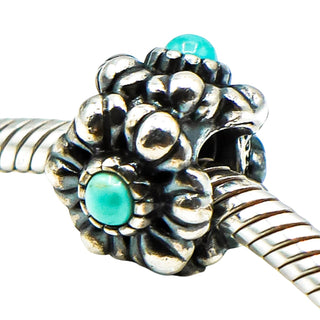 Pandora December Birthday Blooms Sterling Silver Charm With Turquoise