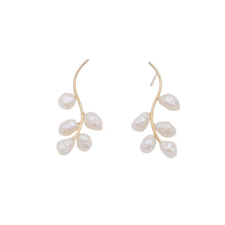 14K Yellow Gold Dewdrops Baroque Pearl 3/4 Inch Drop Earrings