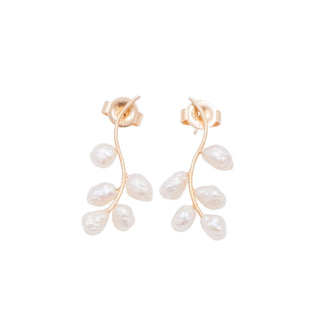 14K Yellow Gold Dewdrops Baroque Pearl 3/4 Inch Drop Earrings
