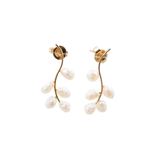 14K Yellow Gold Dewdrops Baroque Pearl 3/4 Inch Drop Earrings