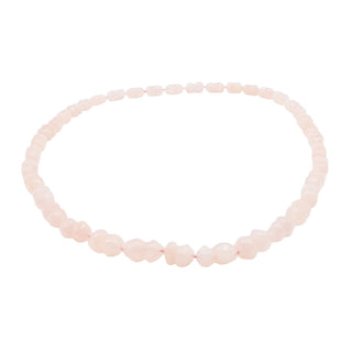 Natural Rose Quartz Carved Bead 32.5 Inch Hand Knotted Pink Gemstone Necklace