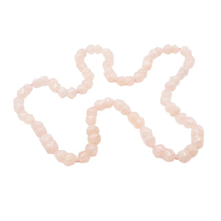 Natural Rose Quartz Carved Bead 32.5 Inch Hand Knotted Pink Gemstone Necklace