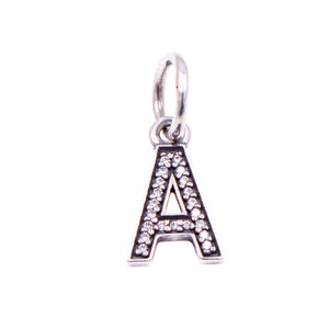 Pandora Retired Letter A Sterling Silver Clear CZ Initial Dangle Charm
