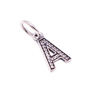 Pandora Retired Letter A Sterling Silver Clear CZ Initial Dangle Charm