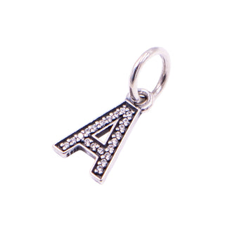 Pandora Retired Letter A Sterling Silver Clear CZ Initial Dangle Charm