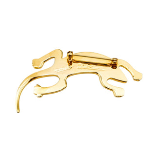 Vintage 1990s Laurel Burch Lizard Gecko Cloisonné Brooch Gold Plated