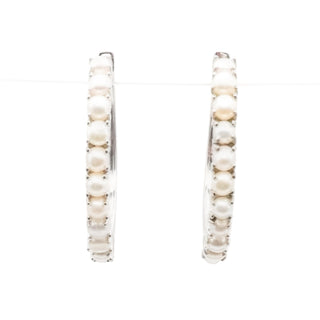 D’Joy Freshwater Pearl Sterling Silver Hoop Earrings 1.25 Inches