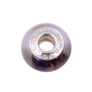 Chamilia Black Blue Swirl Murano Glass Sterling Silver Charm Bead