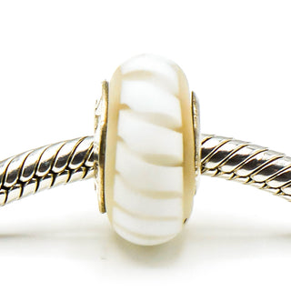 CHAMILIA White Stripes Murano Glass Charm With Sterling Silver Core