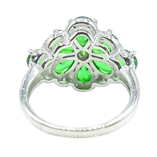 Chrome Diopside Diamond Floral Ring Sterling Silver Size 7