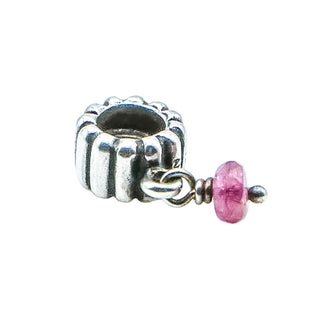 Pandora Retired October Pink Tourmaline Sterling Silver Birthstone Dangle Charm