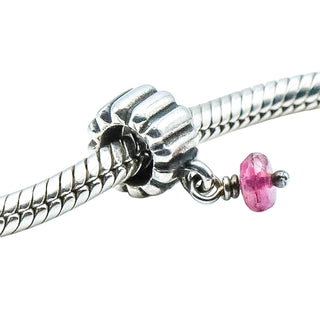 Pandora Retired October Pink Tourmaline Sterling Silver Birthstone Dangle Charm