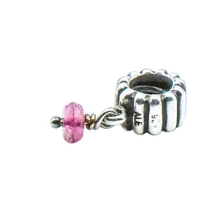 Pandora Retired October Pink Tourmaline Sterling Silver Birthstone Dangle Charm