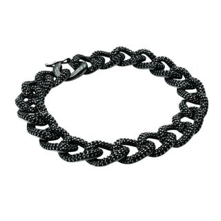Black Rhodium Plated Sterling Silver Pave Cubic Zirconia Oval Link Bracelet