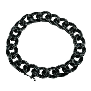 Black Rhodium Plated Sterling Silver Pave Cubic Zirconia Oval Link Bracelet