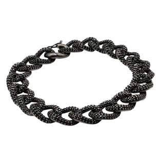 Black Rhodium Plated Sterling Silver Pave Cubic Zirconia Oval Link Bracelet