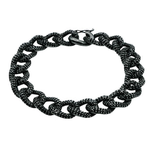 Black Rhodium Plated Sterling Silver Pave Cubic Zirconia Oval Link Bracelet