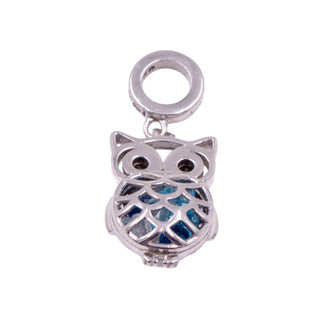Sterling Silver Blue Crystal Owl Dangle Bird Animal Charm
