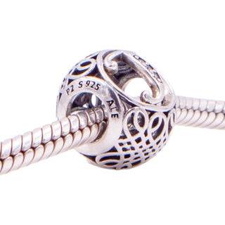 Pandora Retired Vintage Letter T Sterling Silver Clear CZ Initial Charm
