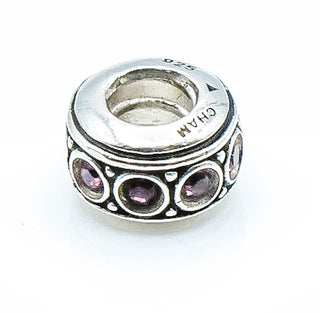CHAMILIA Wheel February Birthstone Sterling Silver Charm With Purple Swarovski Crystals