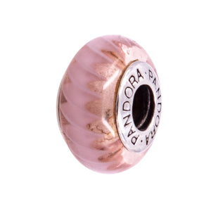 Pandora Retired Pink Zig Zag Murano Glass Sterling Silver Charm Bead