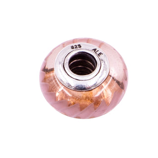 Pandora Retired Pink Zig Zag Murano Glass Sterling Silver Charm Bead