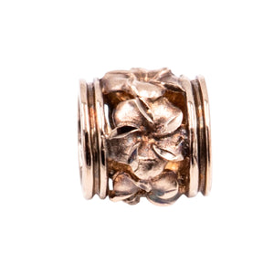 14K Rose Gold Hawaiian Diamond Cut Plumeria Flower Barrel Slide Pendant Charm