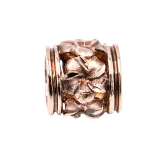 14K Rose Gold Hawaiian Diamond Cut Plumeria Flower Barrel Slide Pendant Charm