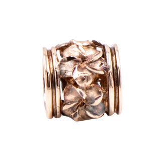 14K Rose Gold Hawaiian Diamond Cut Plumeria Flower Barrel Slide Pendant Charm