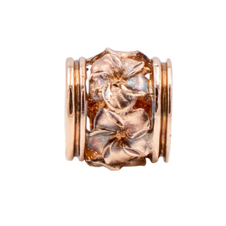 14K Rose Gold Hawaiian Diamond Cut Plumeria Flower Barrel Slide Pendant Charm