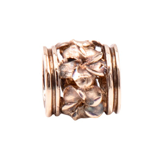 14K Rose Gold Hawaiian Diamond Cut Plumeria Flower Barrel Slide Pendant Charm