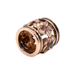 14K Rose Gold Hawaiian Diamond Cut Plumeria Flower Barrel Slide Pendant Charm